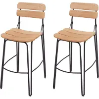 Décoshop26 Lot de 2 tabourets de bar en bois et métal industriel brun naturel 04_0000148