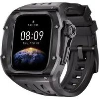 Wigento Pour Apple Watch Series 10 46 mm : bracelet en silicone haut de gamme avec boîtier métallique