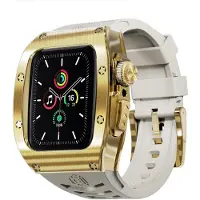 Wigento Pour Apple Watch Series 9 8 7 45 / SE 6 5 4 44 Silicone Band Metal Case Cover