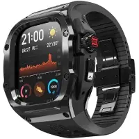 Wigento Pour Apple Watch Ultra 2 / 1 49mm de haute qualité en silicone bracelet en métal boîtier