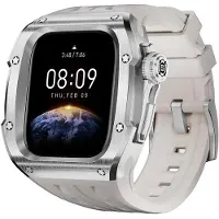 Wigento Pour Apple Watch Series 10 46 mm : bracelet en silicone haut de gamme avec boîtier métallique