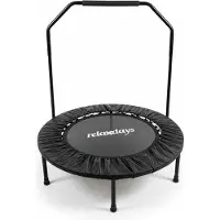 Relaxdays Trampoline avec barre d'appui, Ø 102 cm, mini-trampoline pliable jusqu'à 120 kg, trampoline de fitness d'intérieur, noir