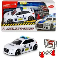 Dickie Toys Voiture de police SOS Audi RS3 avec barrière et accessoires 1:32