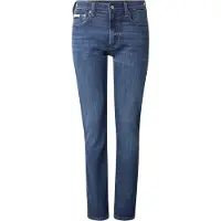 Calvin Klein Jean slim pour homme, bleu : effet usé, avec bouton et fermeture à glissière