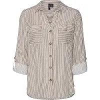 Vero Moda Chemisier 'Bumpy' noisette / blanc