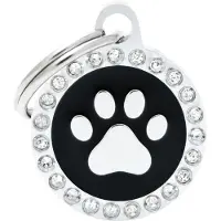 My Family Glam Circle Paw Pet Tag Noir