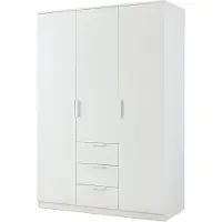 En.casa Armoire 'Eiselfing' 176 x 120 x 52 cm avec 3 portes, 2 tringles, 4 compartiments, 3 tiroirs blanc
