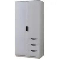 En.casa Armoire 'Eiselfing' 176 x 80 x 52 cm avec 2 portes, 1 tringle, 4 compartiments, 3 tiroirs Gris