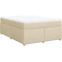 vidaXL Lit boxspring avec matelas Crème 160x200 cm Tissu