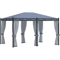 The Living Store Pavillon avec moustiquaires 3x4 m Anthracite Acier