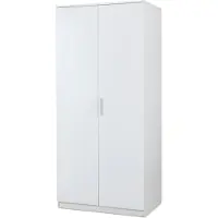En.casa Armoire 'Eiselfing' 176 x 80 x 52 cm avec 2 portes, 1 tringle, 1 compartiment inférieur blanc