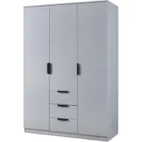 En.casa Armoire 'Eiselfing' 176 x 120 x 52 cm avec 3 portes, 2 tringles, 4 compartiments, 3 tiroirs Gris