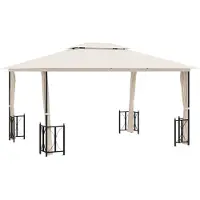 Syfax Tonnelle avec parois et toit double 3x4 m Crème