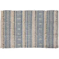 Sublime Market Connect Cotton White Boho Carpet 180x120x2 Cm Bleu