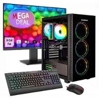 GameMax Draco XD SET2692 + MSI PRO MP2412 Monitor 60cm (24") + Maus & Tastatur (1000 Go, 16 Go, GeForce RTX 5060), PC, Noir