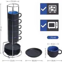 Famanu Ensemble de tasses de luxe – ensemble de tasses à café – tasse – ensemble de mugs – durable / Couleur : bleu