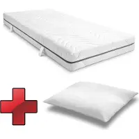 Sleezzze matelas viscoélastique 7 zones Sleezzz Smart 90 x 200 cm, hauteur 18 cm, degré de fermeté H3 avec mousse à mémoire de forme Air + oreiller microfibre CloudComfort Basic 80 x 80 cm