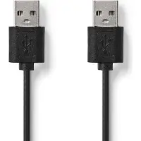Nedis Câble USB | USB 2.0 | USB-A mâle | USB-A mâle | 480 Mbps | Nickelé | 2.00 m | Rond | PVC | Noir | Etiquette