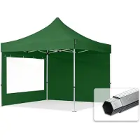 TOOLPORT 3x3 m Tonnelle pliante Alu, PES 800, côtés panoramiques, vert foncé