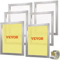 Vevor Lot de 6 Cadres de Sérigraphie Kit de Sérigraphie Cadre en Aluminium 50,8 x 61 cm avec Maille 305 en Polyester Réutilisable Nettoyage Facile Accessoires de Sérigraphie Tissu Papier Plastique
