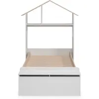 CALICOSY - Lit 90x190 cm avec tête de lit et coffre rangement AMAYA