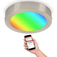 Telefunken BRILONER - Lampe intelligente - 309502TF - contrôle de la température de couleur CCT - couleurs RGB - gradation continue - contrôle par application - contrôle vocal - 22,5x3,8 cm - nickel mat