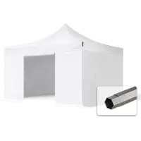 TOOLPORT 4x4 m Tonnelle pliante Acier, PES 750, côtés sans fenêtre, blanc