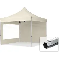 TOOLPORT 3x3 m Tonnelle pliante Alu, PES 800, côtés panoramiques, crème