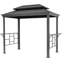 TOOLPORT pavillon de barbecue 2,8 x 1,8 m toit en acier avec 2 tablettes latérales, anthracite