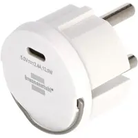 Brennenstuhl Adaptateur USB-C, compact, sortie 2,4A, fonctions de sécurité, L 39 x l 39 x H 44 mm, blanc