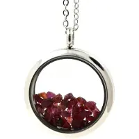 Bijoux Pierres et Minéraux. Collier Rubis brut. Modèle Médaillon 30 mm. Couleur Argent.