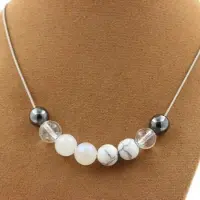 Bijoux Pierres et Minéraux. Collier perles Hématite + Quartz + Pierre de lune + Howlite 8 mm. Collier femmes, hommes. Taille personnalisab
