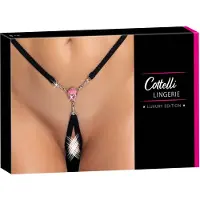 Cottelli - string ouvert avec bijou brillant - noir (S-L)