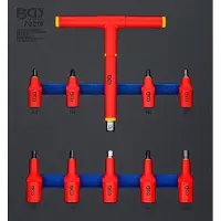 Bgs Garniture de servante d'atelier 2/3 : Jeu de douilles à embout VDE Entraînement Carré intérieur 10 mm (3/8") / 12,5 mm (1/2") Hexagone intérieur 4 - 10 mm 10pcs - 70216