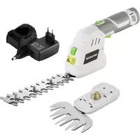 Workpro Cisaille Sculpte-Haie Electrique et Taille-Herbes sans Fil 12V , Cisaille a Gazon Batterie 2000mAh avec 2 Lames, Taille Haie Leger pour Coupe, Elagage, Blanc & Gris