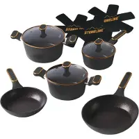 Stoneline set de 11 ustensiles de cuisine 18/20/24 or rose | avec couvercles