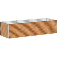 vidaXL Lit surélevé brun clair 290 x 100 x 68 cm Acier galvanisé
