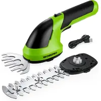 Workpro Cisaille Sculpte-Haie et Taille-Herbes sans Fil 7,2V , Cisaille a Gazon avec 2 Lames, Largeur/Longueur de Coupe 10cm/15cm, Taille-Haies Electrique 2 en 1 avec Batterie 2000 mAh, Cable de Charge