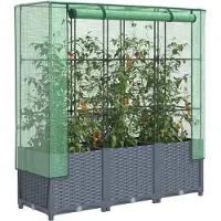 vidaXL Lit surélevé avec serre aspect rotin 120x40x138 cm