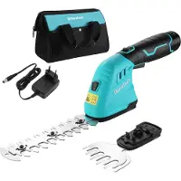 Duratech Taille-haie électrique sans fil 12V, cisaille de jardin 2-en-1 avec batterie de 2Ah et chargeur, coupe-bordures électrique pour pelouse avec sac, tondeuse à gazon pour travaux de jardin