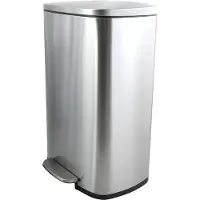 Spirella Poubelle 50 litres en inox avec abaissement automatique et seau intérieur "Akira" Cuisine Poubelle Softclose argentée mate