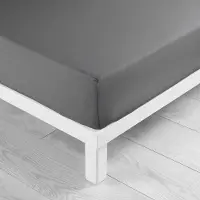 Douceur d'intérieur Drap Housse 2 Personnes 57 Fils Gris 140x190cm