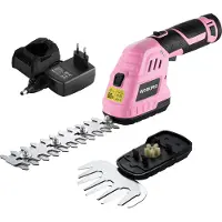 Workpro Cisaille Sculpte-Haie Electrique , Taille-Herbes sans Fil 12V, Cisaille a Gazon Batterie 2000mAh avec 2 Lames, Taille Haie Leger pour Coupe, Elagage, Noir & Rose