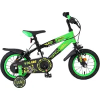 Volare Vélo pour enfants Strike - Garçons - 12 pouces - Noir vert - Deux freins à main