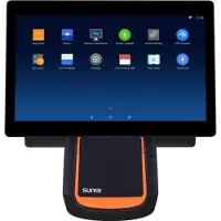 Sunmi T2s, 39.6cm (15.6"), VFD, Android, noir, orange POS system, retail, touchscreen, capacitive,...