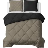 Royal Textile Couverture "Sleeptime Lazy" unie, couleur taupe/noir, dimensions 200 x 200 cm, avec housses de coussin
