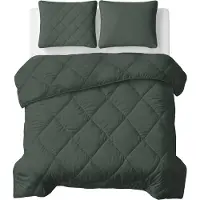 Royal Textile Couverture "Sleeptime Lazy" unie, gris/vert, 240 x 200 cm, avec taies d'oreiller