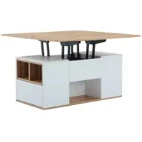 MODFU Lit Gigogne 140x200 cm – Lit Coffre avec LED – Sans Matelas – Beige