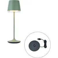 QAZQA Lampe de table verte avec LED IP65 rechargeable avec station de charge - Bass