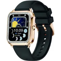Avizar , Smartwatch Maria en acier inoxydable avec fonction de santé et d'appel, noir